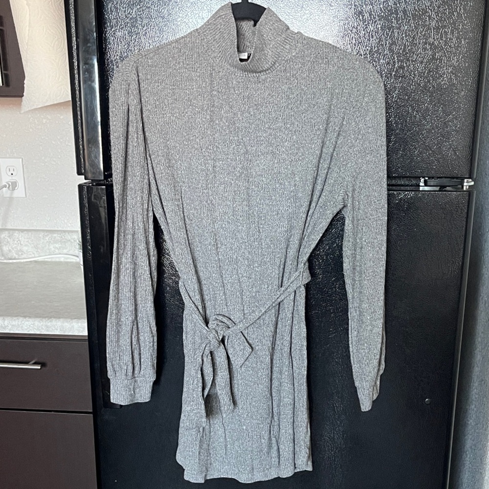 TOPSHOP Heather Gray Ribbed Knit Sweater